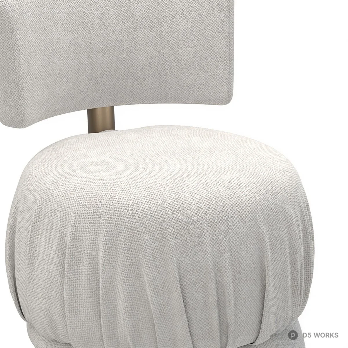 Upholstered Swivel Chair With Pleated Skirt 3d model thumbnail 2