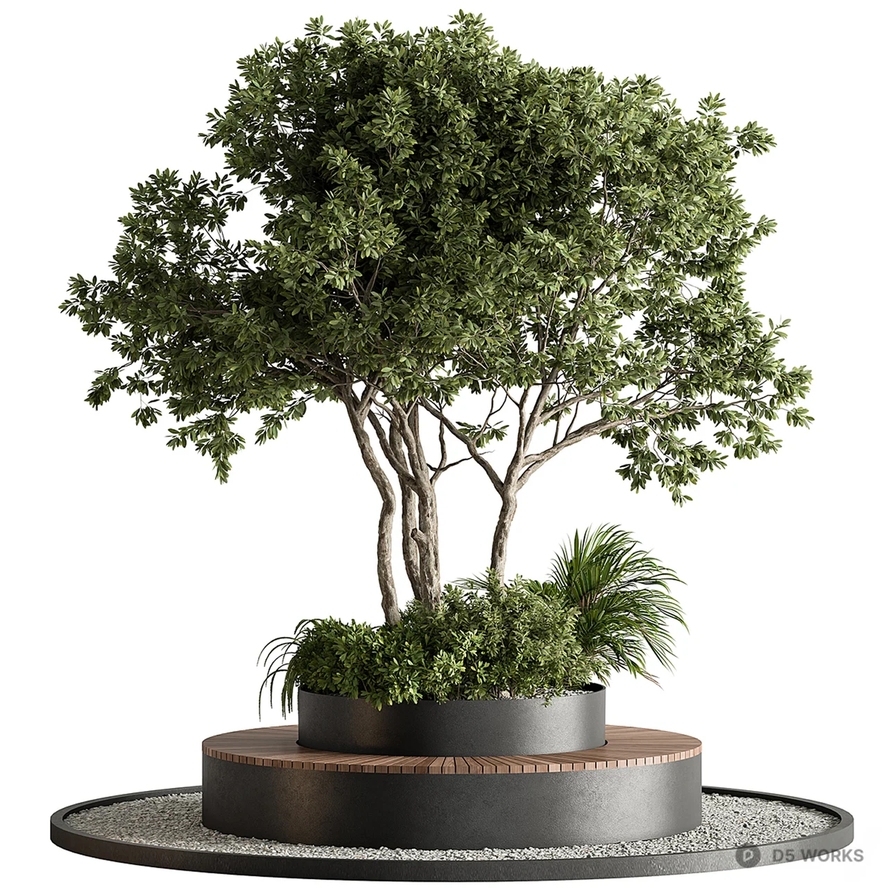 Modern Tree Planter With Gravel Base 3d model - Image 1
