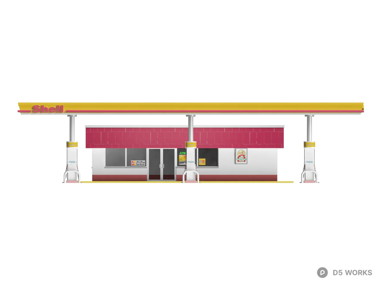 Petrol Station 3d model thumbnail 2