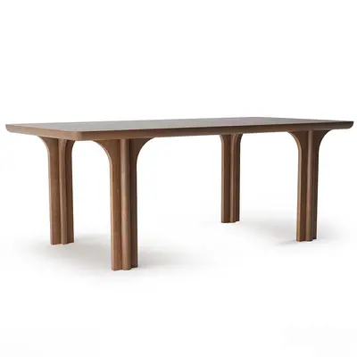 Arch Leg Solid Wood Dining Table 3d model