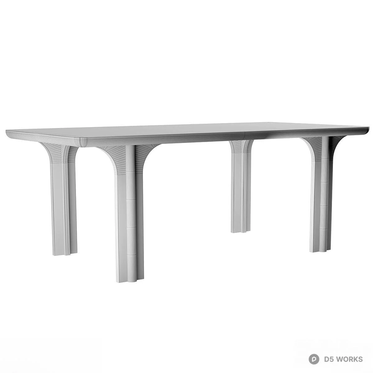 Arch Leg Solid Wood Dining Table 3d model thumbnail 3