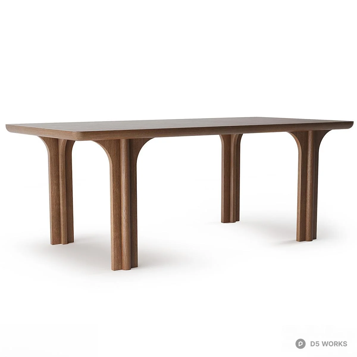 Arch Leg Solid Wood Dining Table 3d model - Image 1