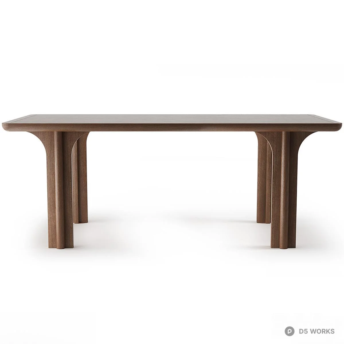 Arch Leg Solid Wood Dining Table 3d model thumbnail 2