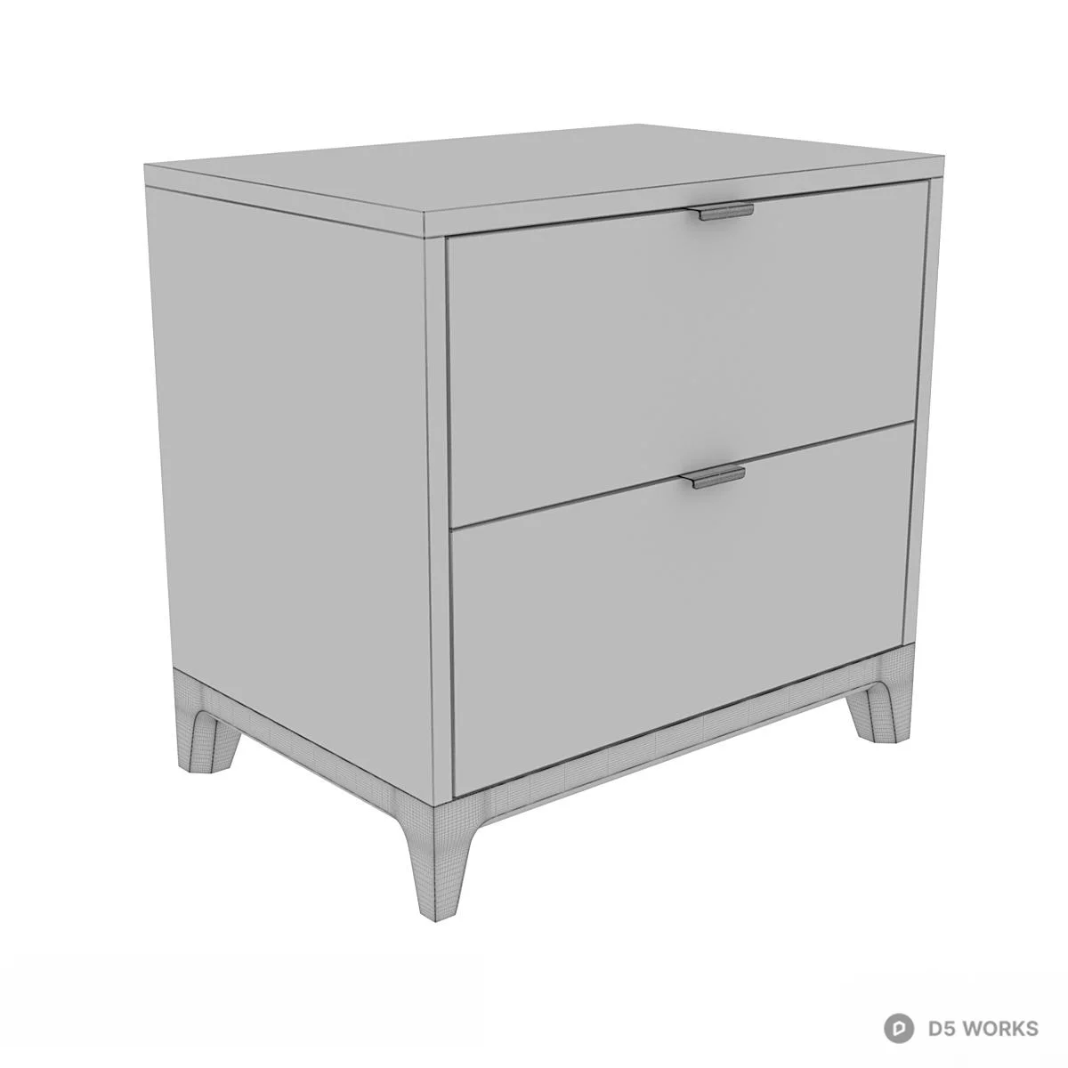 Oak Two-Drawer Chest 3d model thumbnail 2