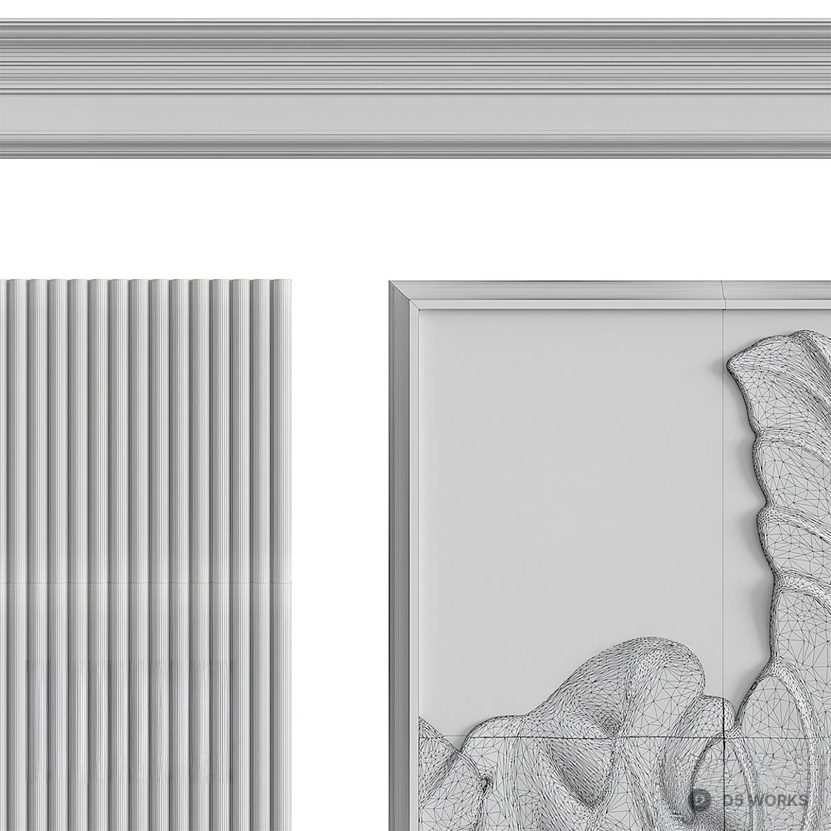 Ornate Wall Paneling 3d model thumbnail 2