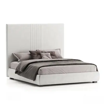 Upholstered Headboard Double Bed 3d model