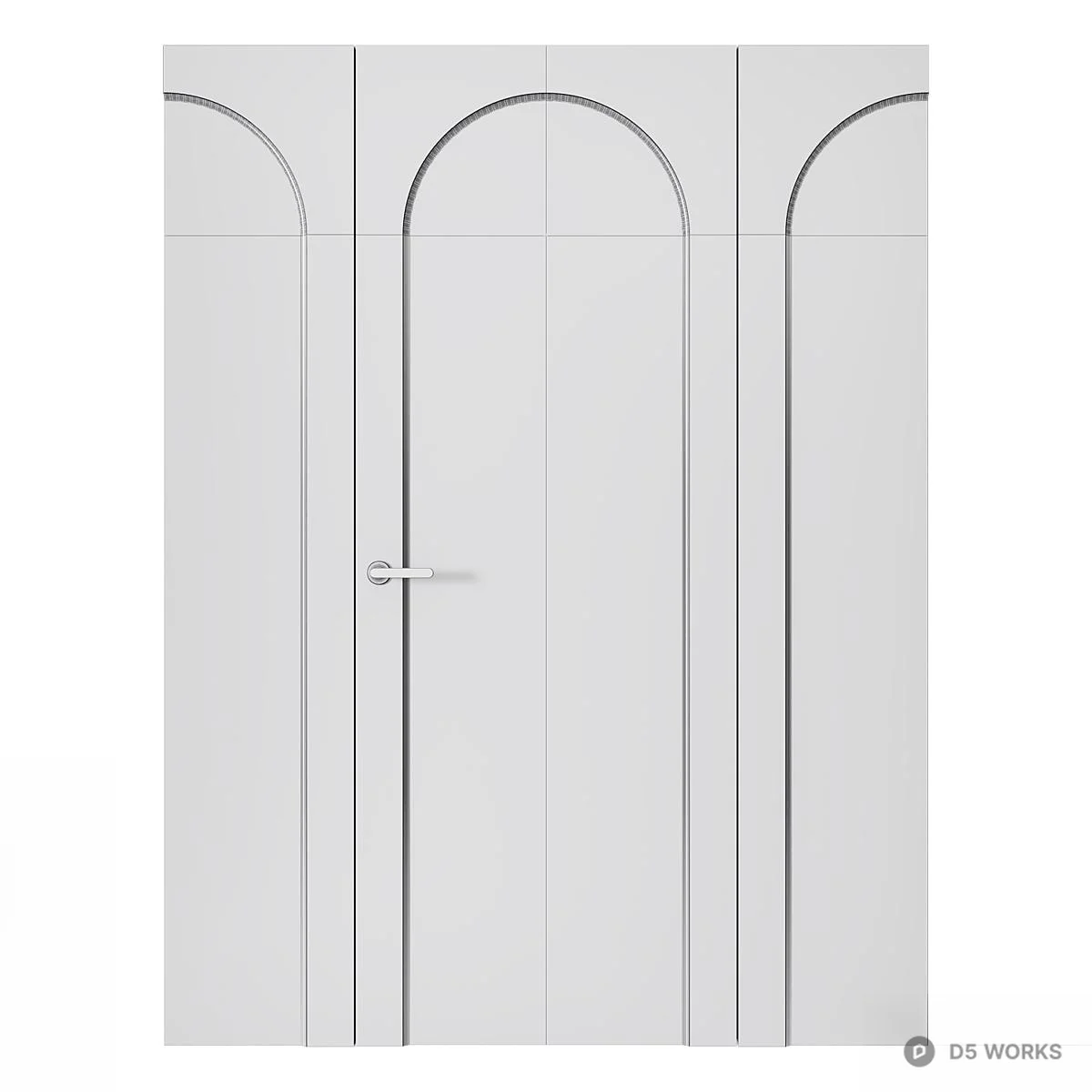 Minimalist Arched Panel Door 3d model thumbnail 3