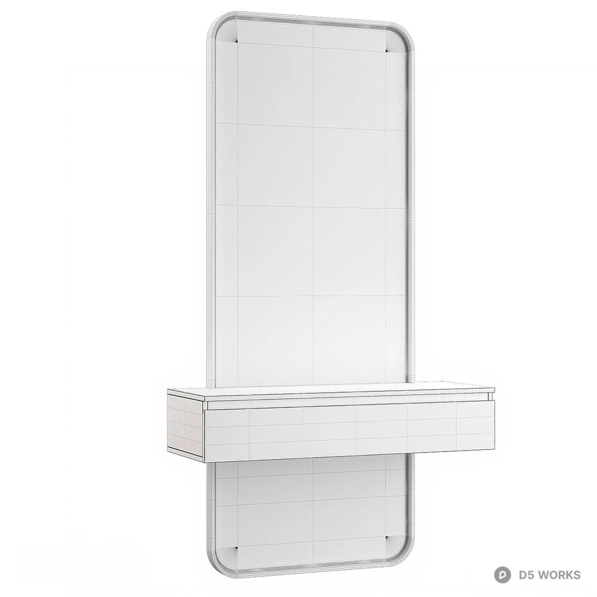 Minimalist Wall Mirror With Shelf 3d model thumbnail 2