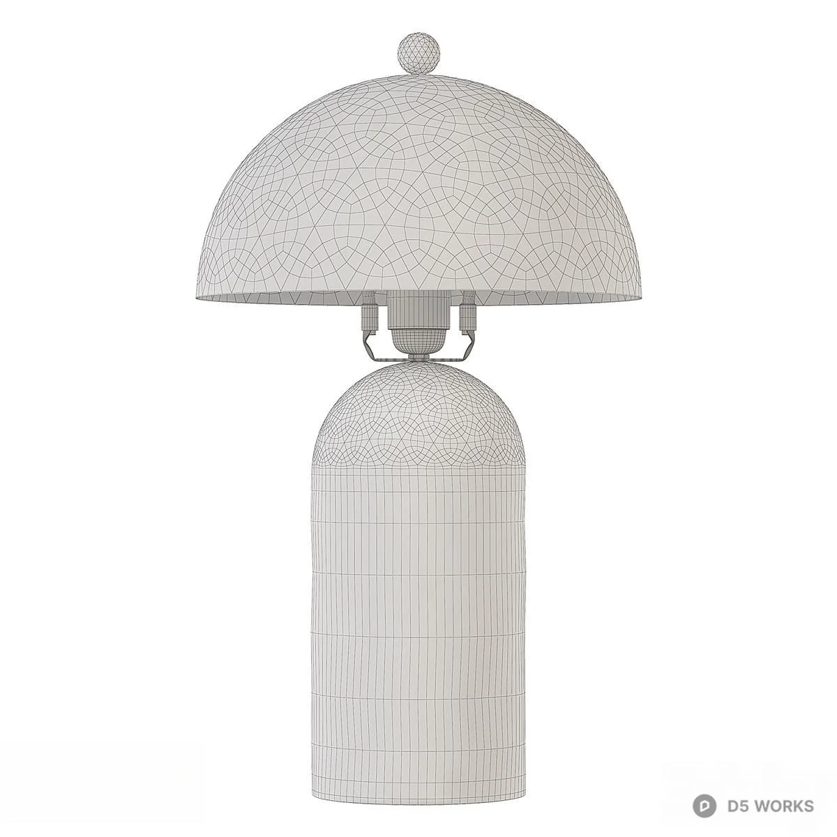 Striped Base Dome Shade Table Lamp 3d model thumbnail 3