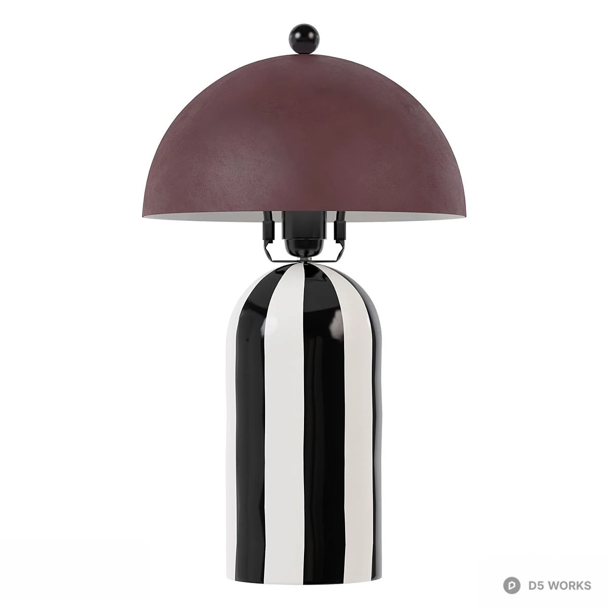 Striped Base Dome Shade Table Lamp 3d model thumbnail 2
