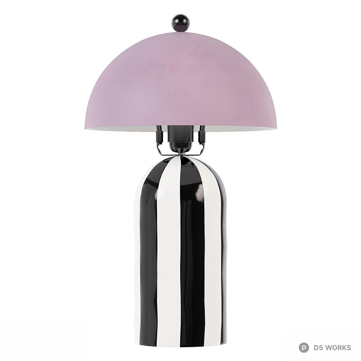 Striped Base Dome Shade Table Lamp 3d model - Image 1