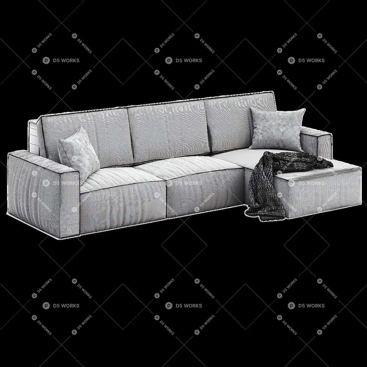 Three-seater Sofa 3d model thumbnail 5