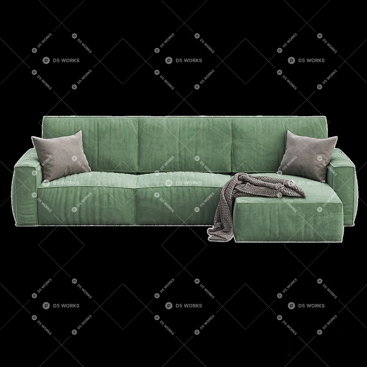 Three-seater Sofa 3d model thumbnail 2