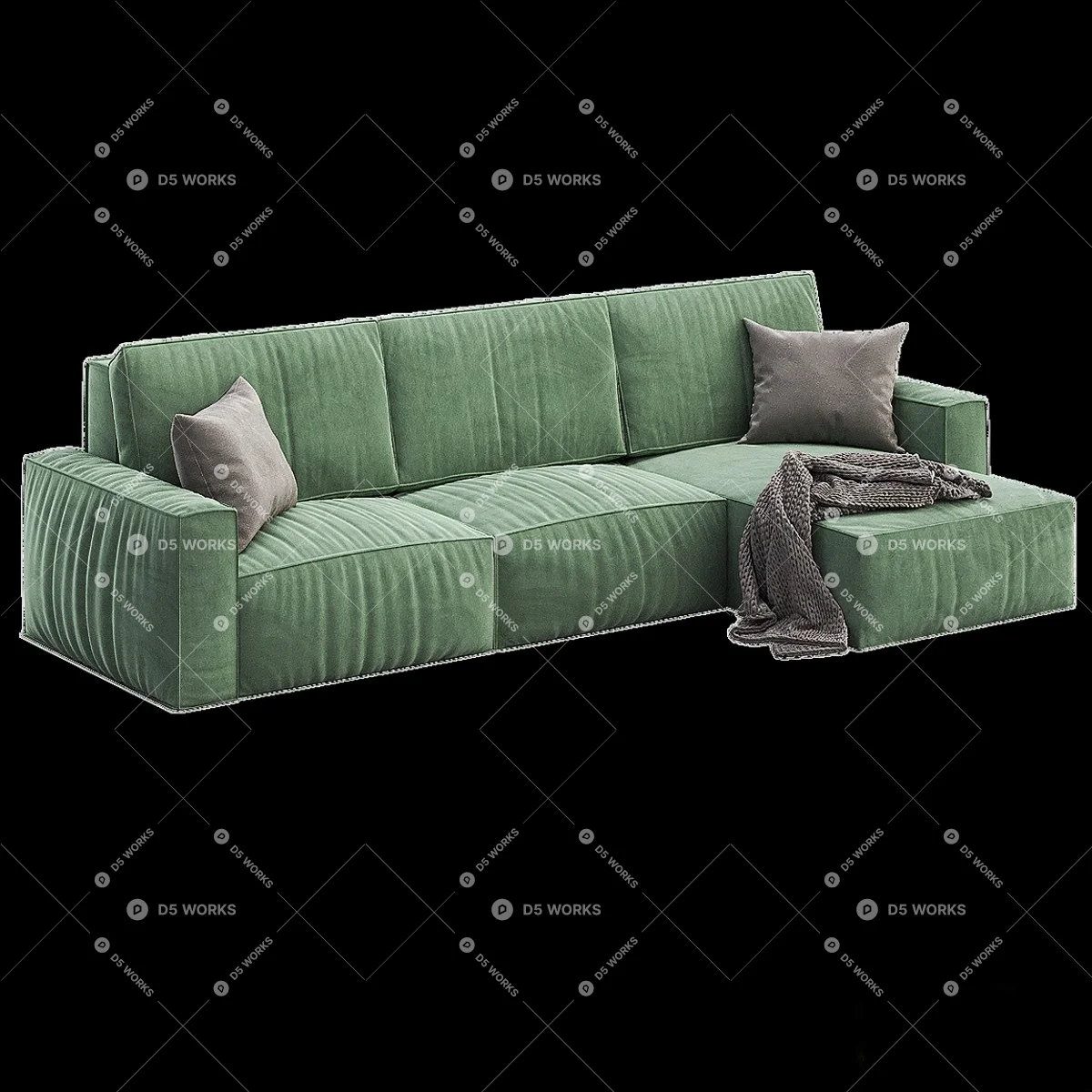 Three-seater Sofa 3d model thumbnail 3
