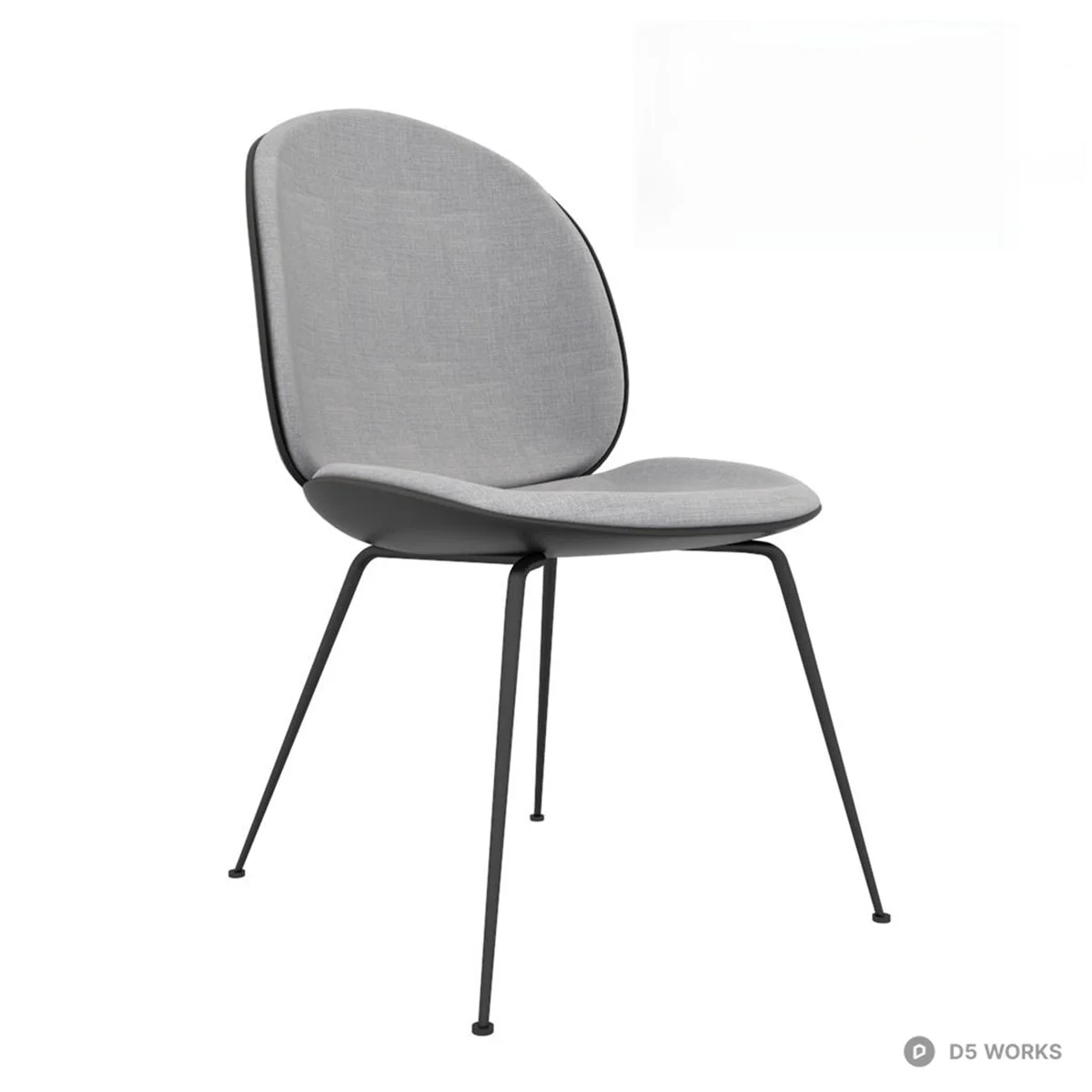 Minimalist Upholstered Leisure Chair With Black Metal Legs 3d model - Image 1
