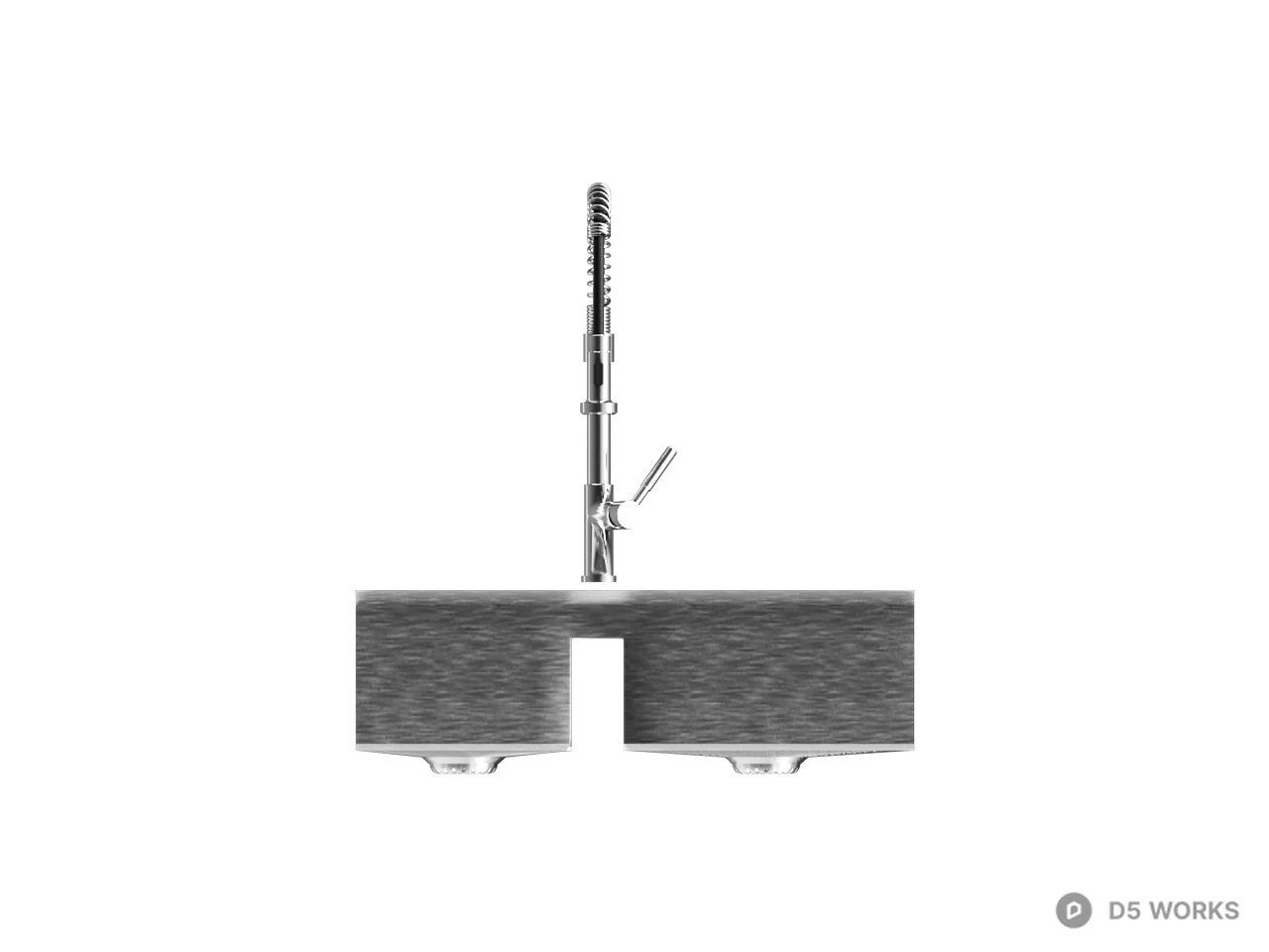 Stainless Steel Double Basin Sink 3d model thumbnail 2
