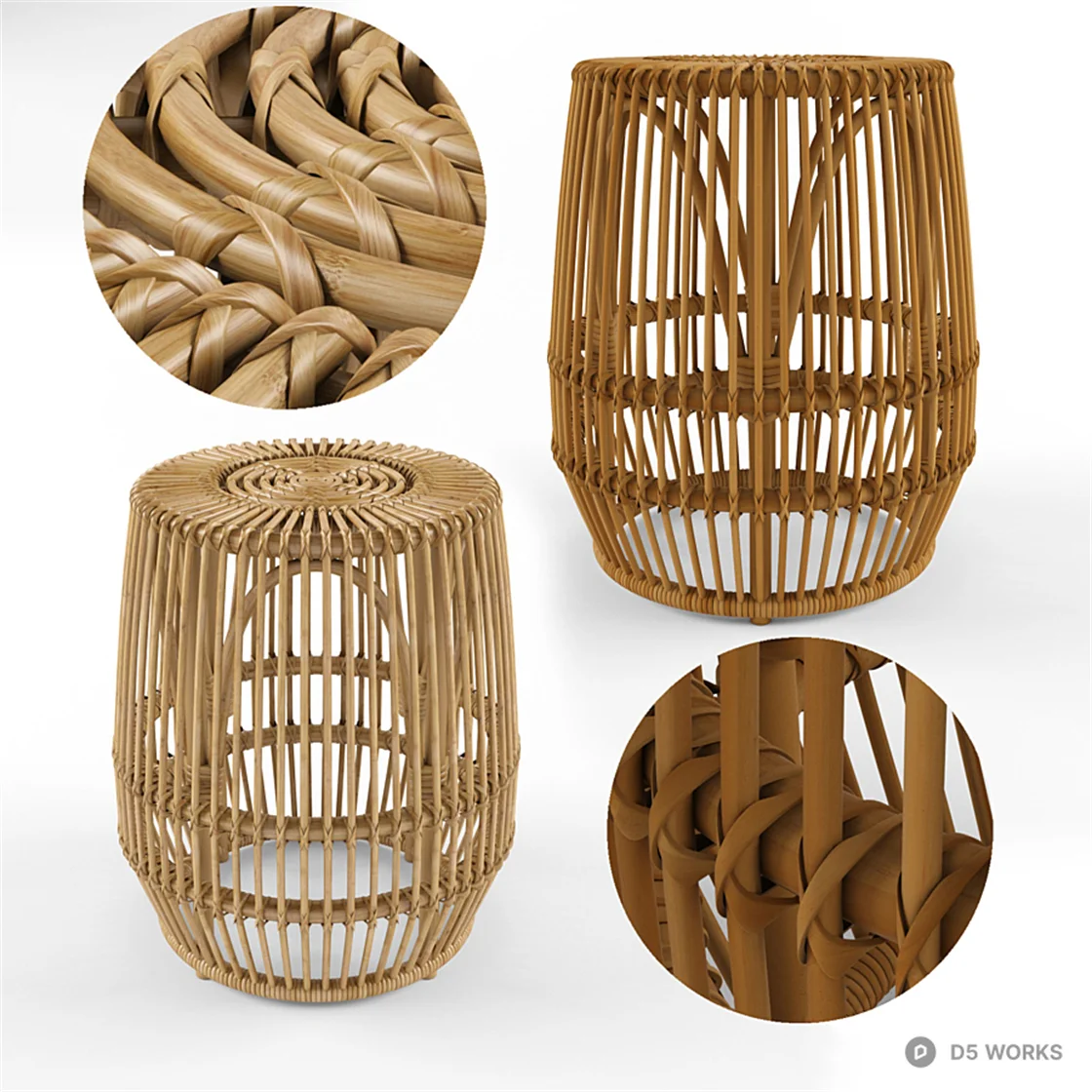 Rattan Woven Stool 3d model - Image 1