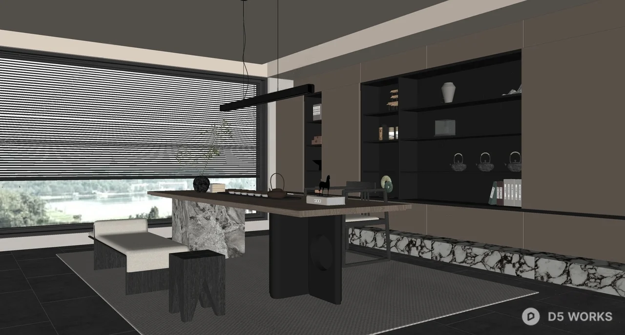 Modern Tea Room with Minimalist Design 3d model thumbnail 2