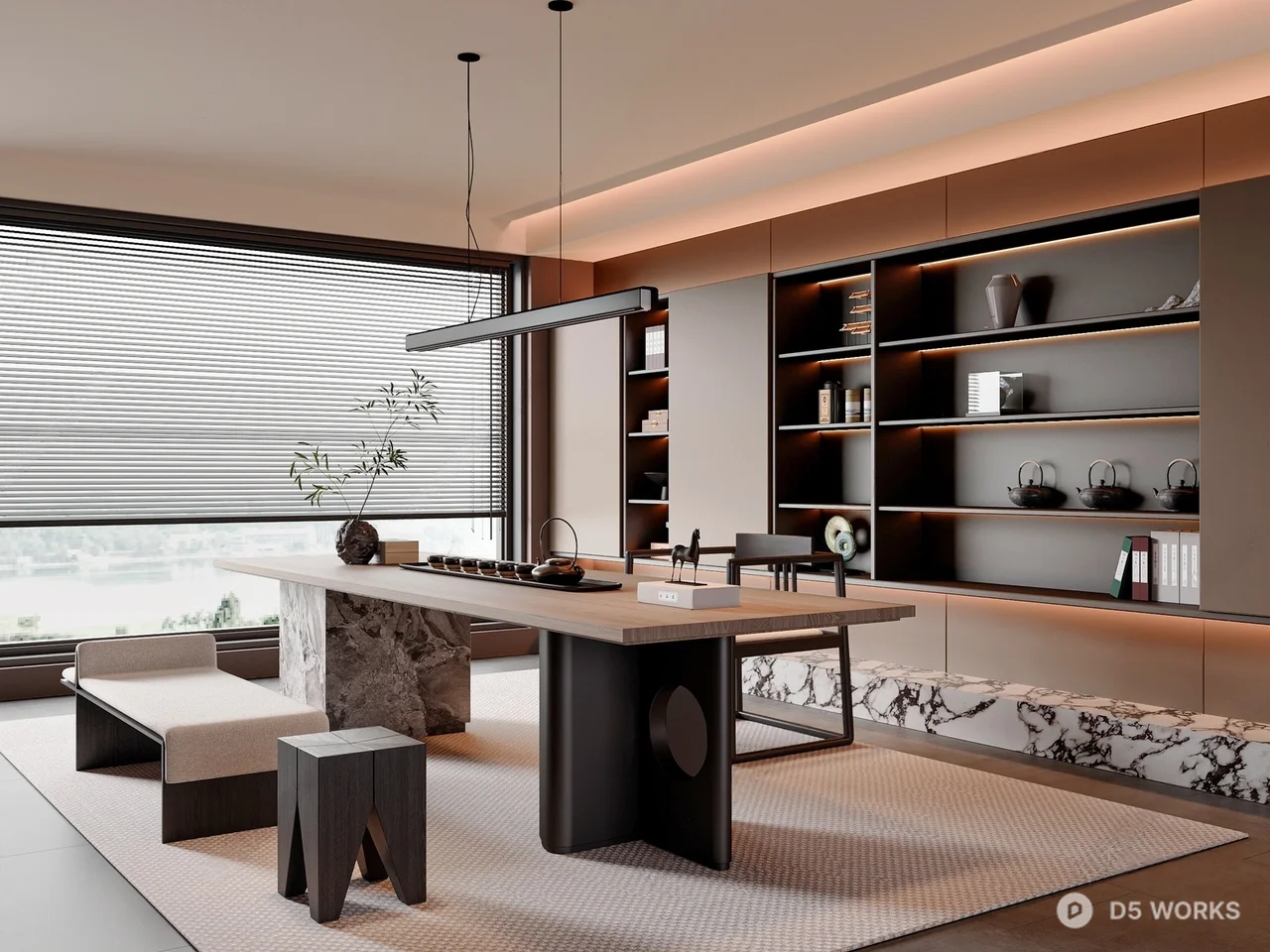 Modern Tea Room with Minimalist Design 3d model - Image 1