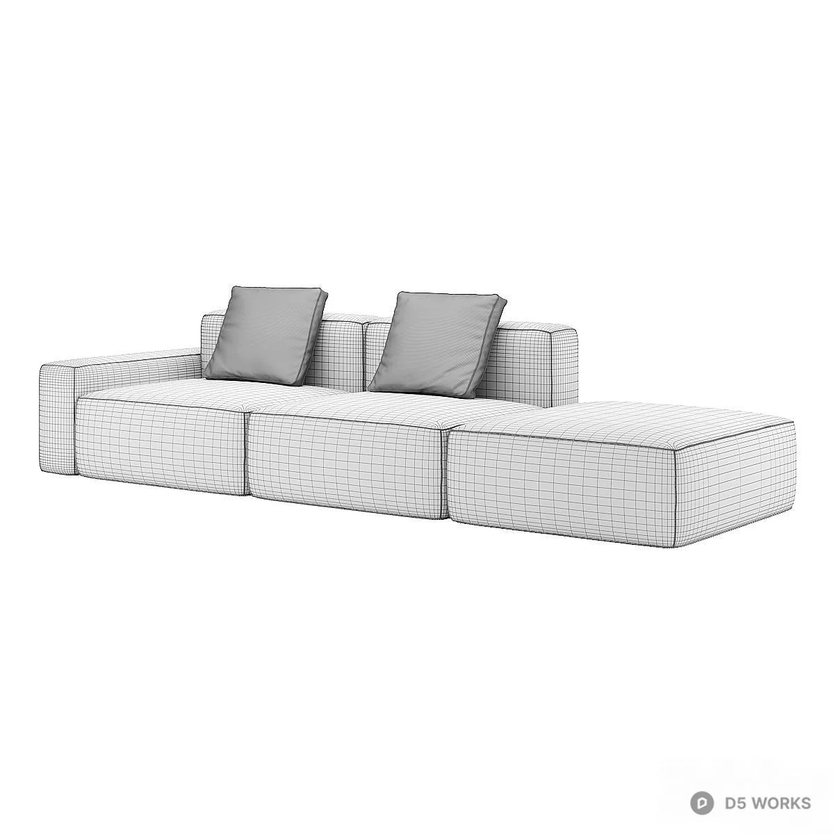 Modular Sectional Sofa 3d model thumbnail 3