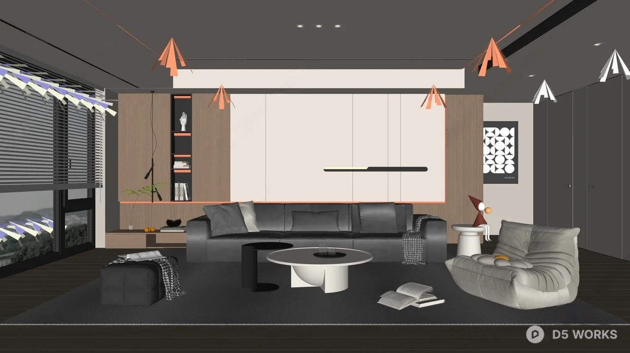 Organic Modern Living Room with Minimalist Aesthetic 3d model thumbnail 2