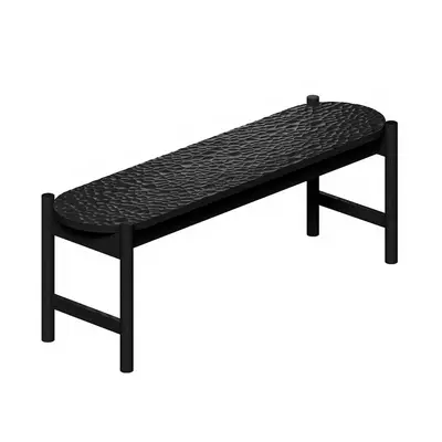 Textured Black Wooden Bench 3d model