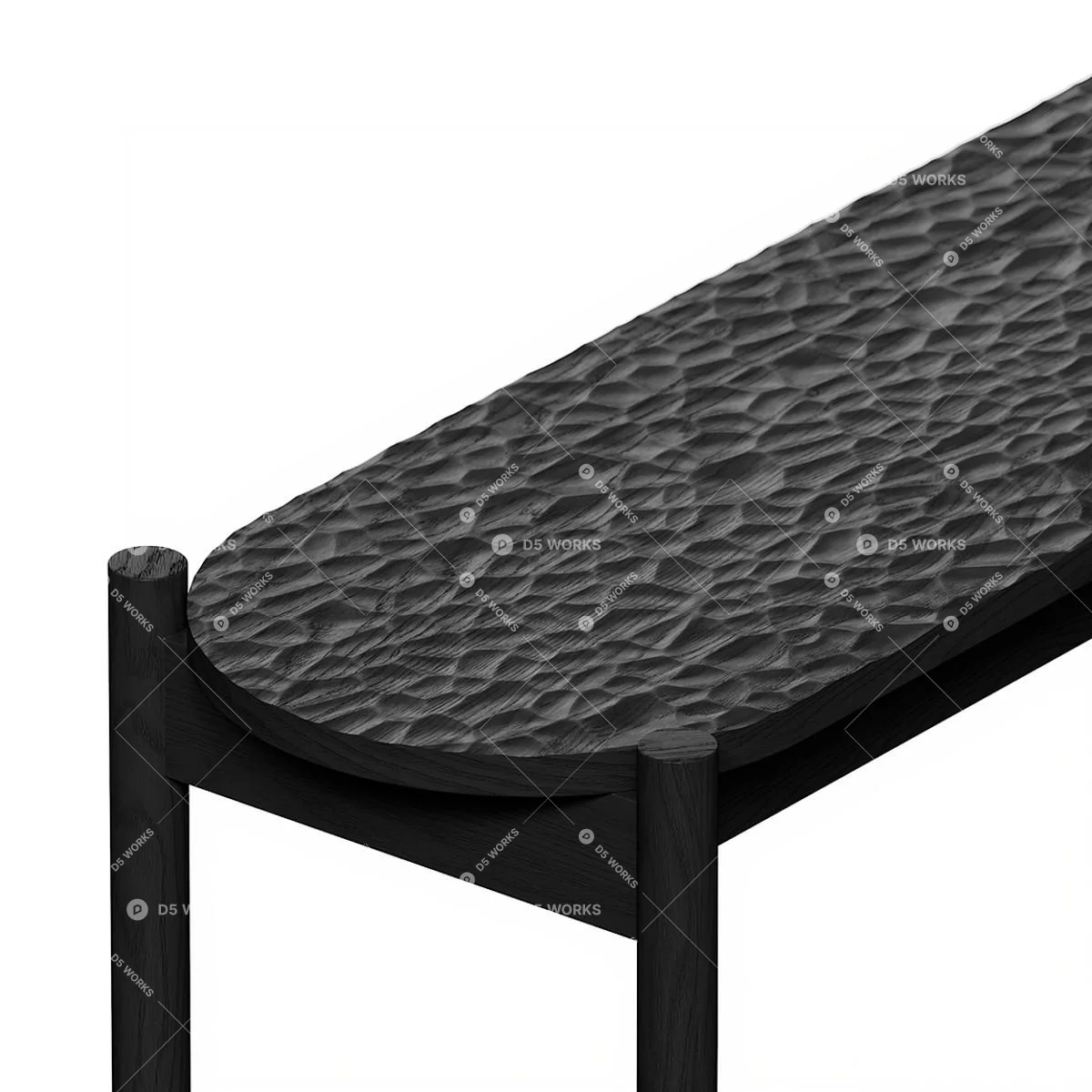 Textured Black Wooden Bench 3d model thumbnail 2