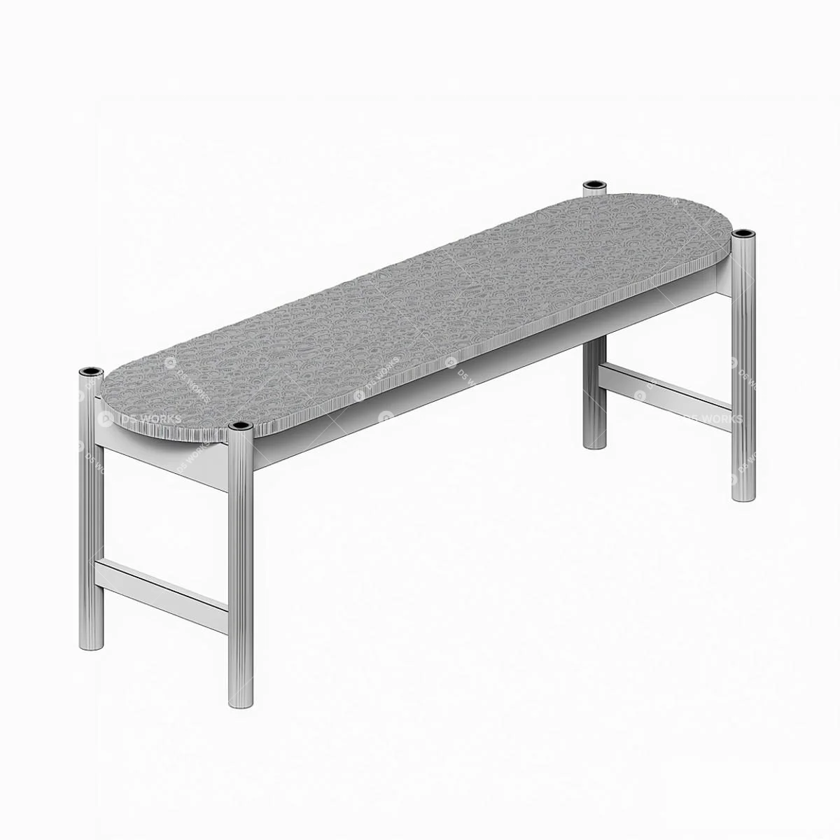 Textured Black Wooden Bench 3d model thumbnail 4