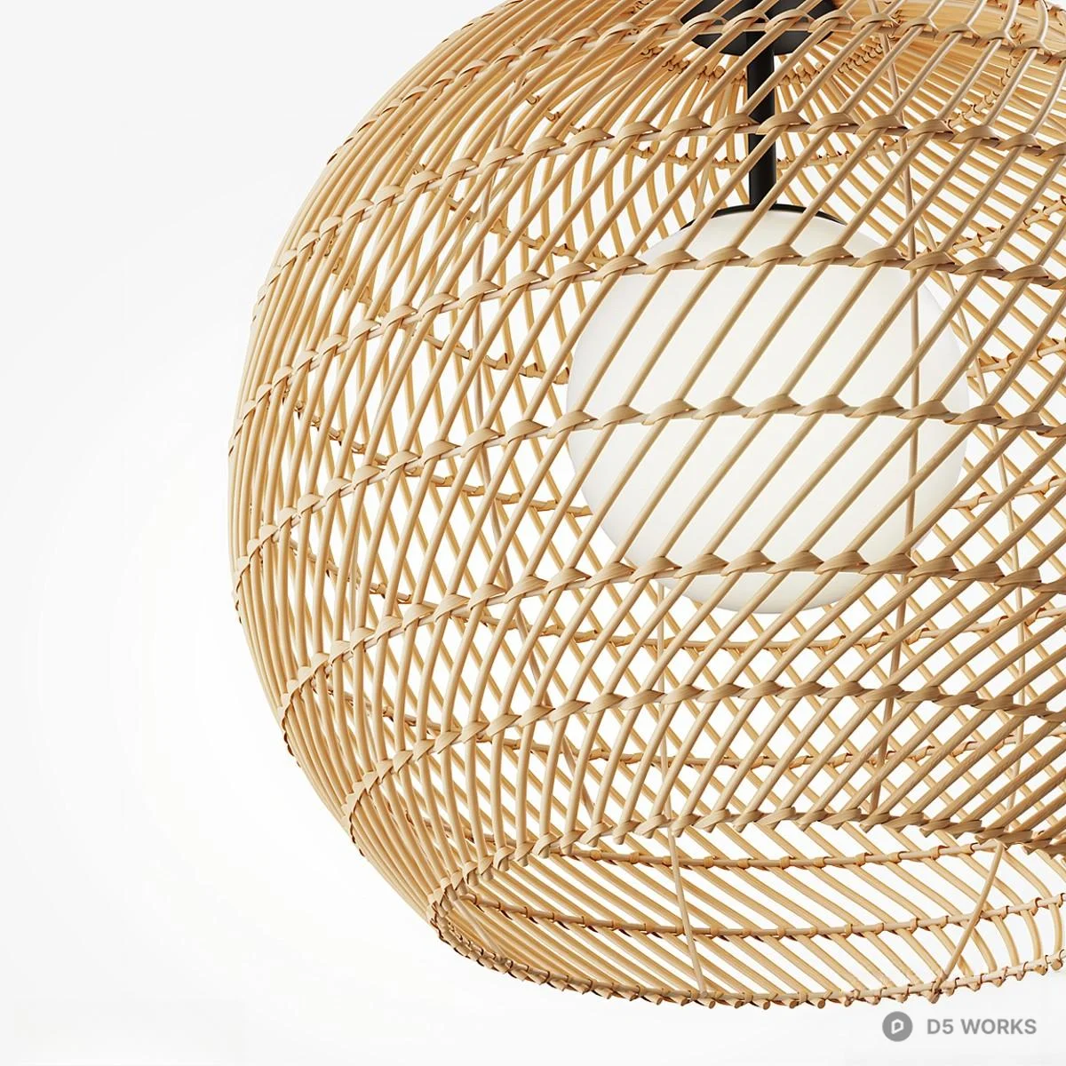 Woven Rattan Pendant Lamp 3d model thumbnail 5