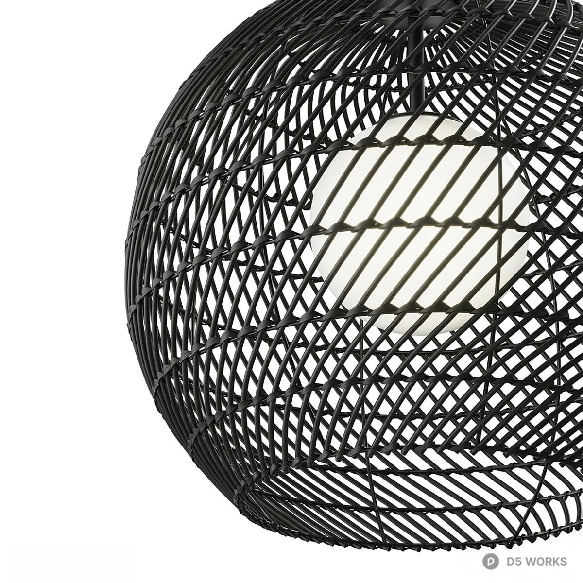 Woven Rattan Pendant Lamp 3d model thumbnail 3