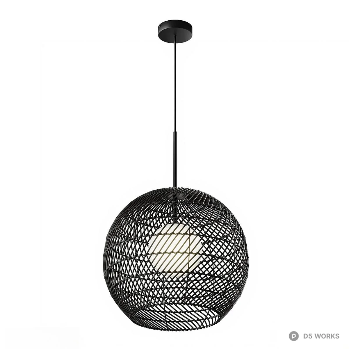 Woven Rattan Pendant Lamp 3d model thumbnail 2