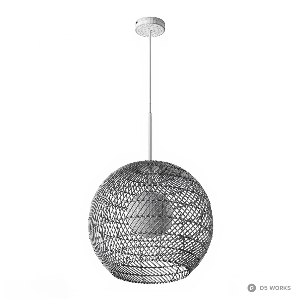 Woven Rattan Pendant Lamp 3d model thumbnail 6