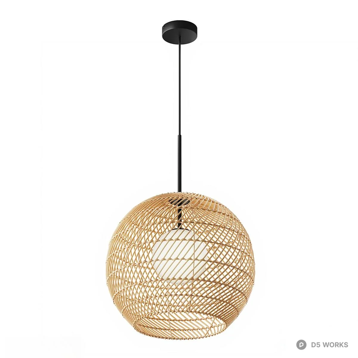 Woven Rattan Pendant Lamp 3d model thumbnail 4