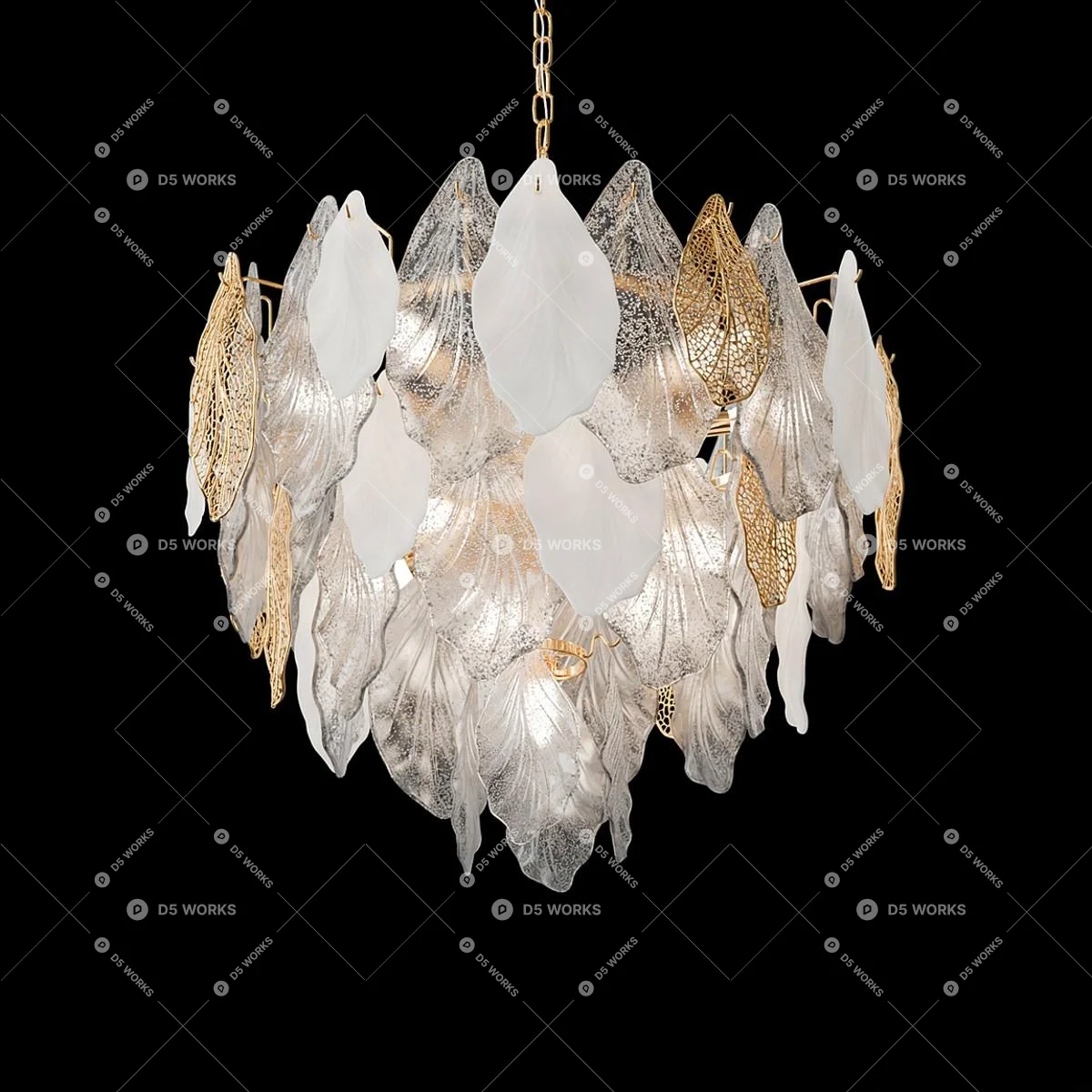 Crystal Leaf Chandelier 3d model thumbnail 2