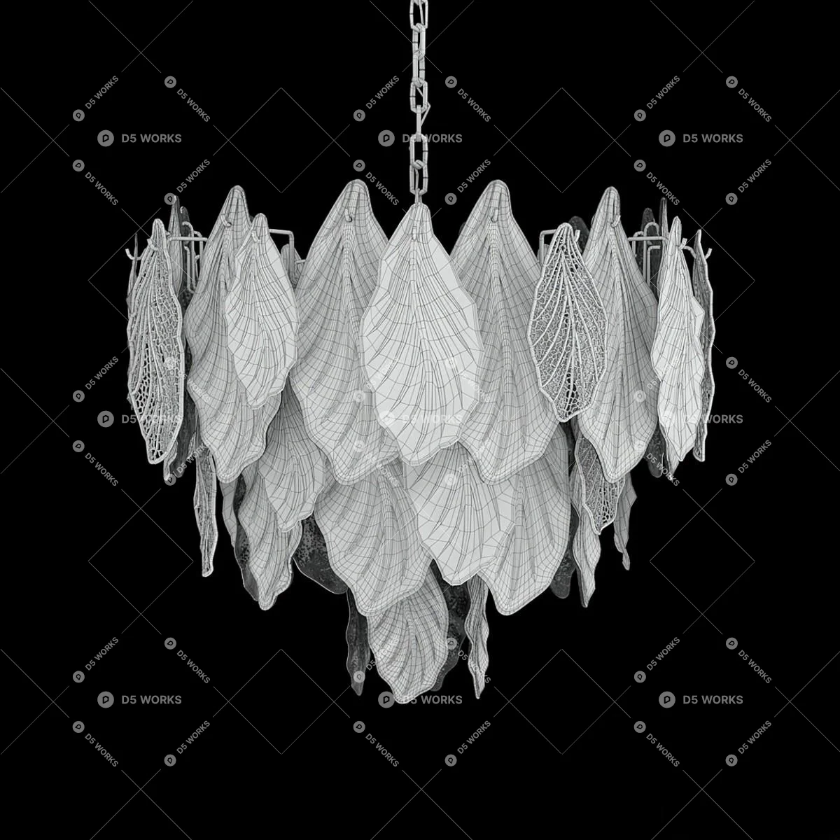 Crystal Leaf Chandelier 3d model thumbnail 3