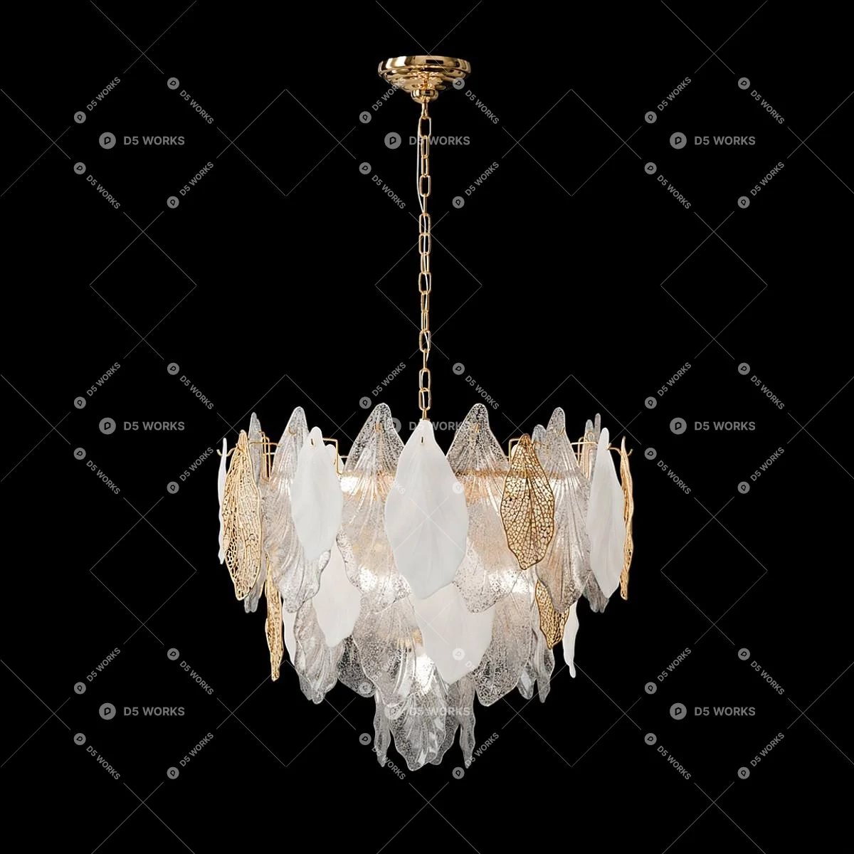 Crystal Leaf Chandelier 3d model - Image 1