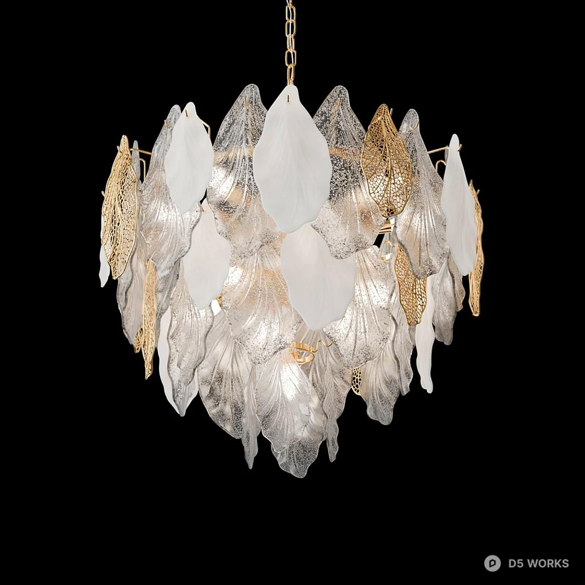 Crystal Leaf Chandelier 3d model thumbnail 2