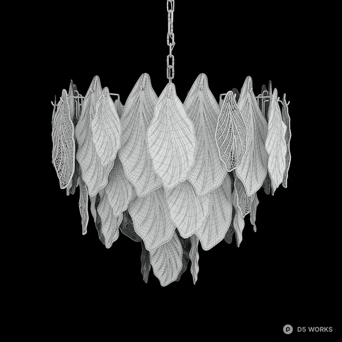 Crystal Leaf Chandelier 3d model thumbnail 3