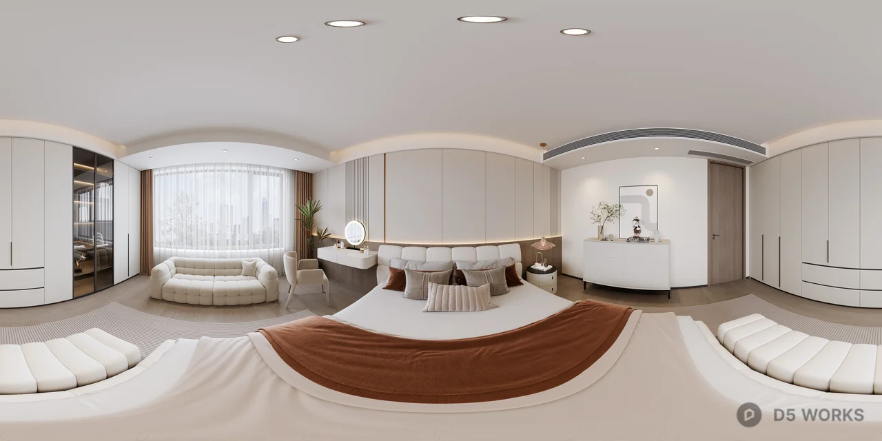 Modern Minimalist Bedroom with Integrated Storage 3d model thumbnail 2