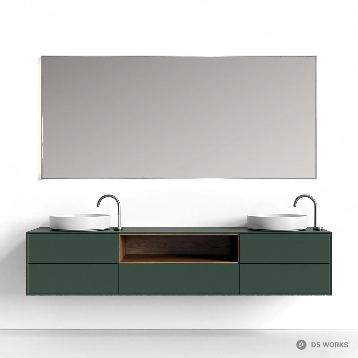 Minimalist Dual Sink Vanity Set 3d model - Image 1