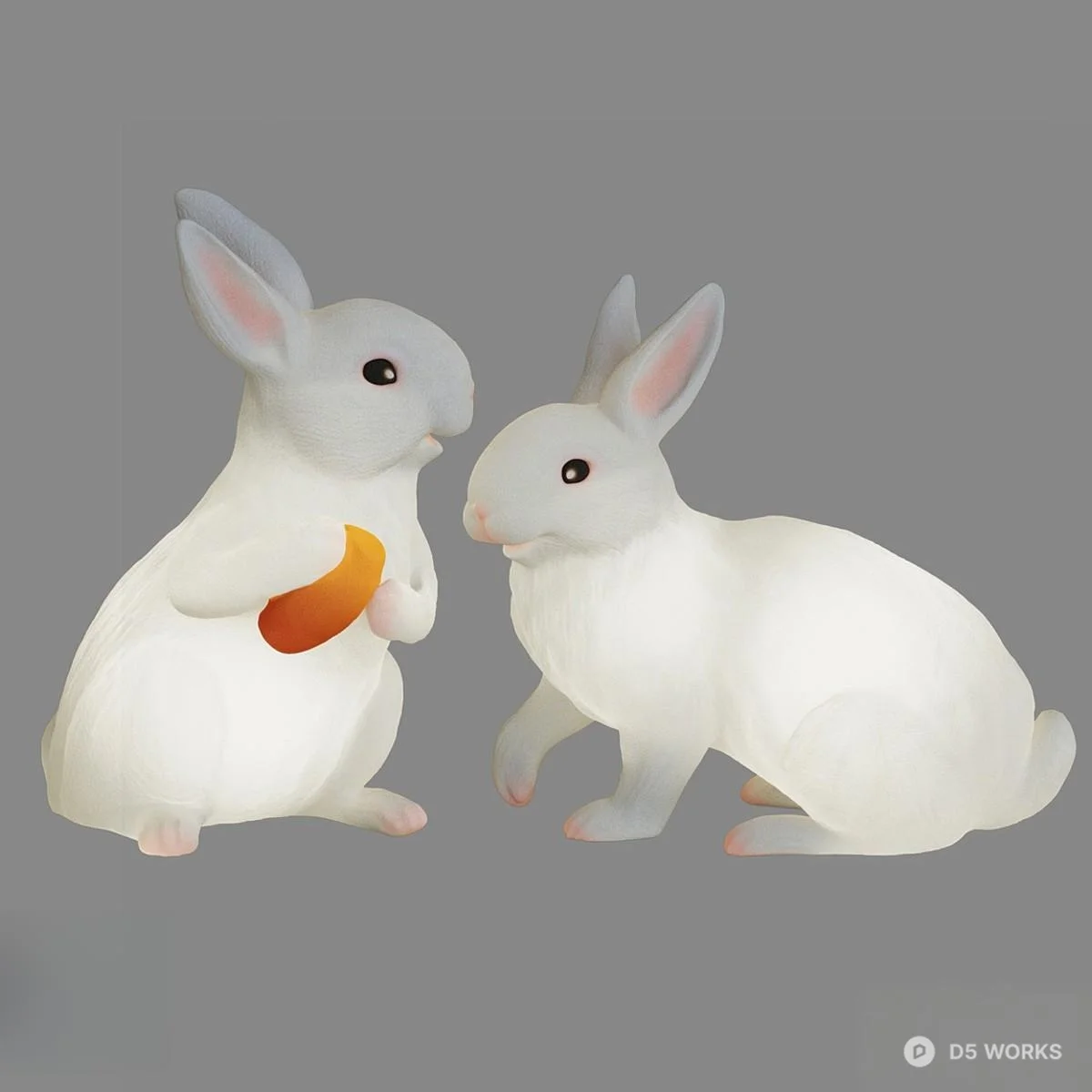 Rabbit Figurine Set 3d model - Image 1
