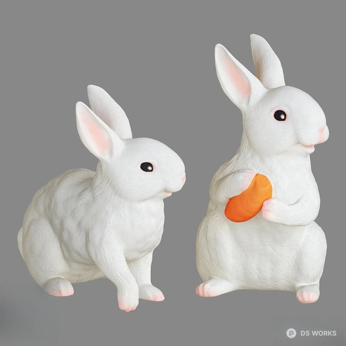 Rabbit Figurine Set 3d model thumbnail 2