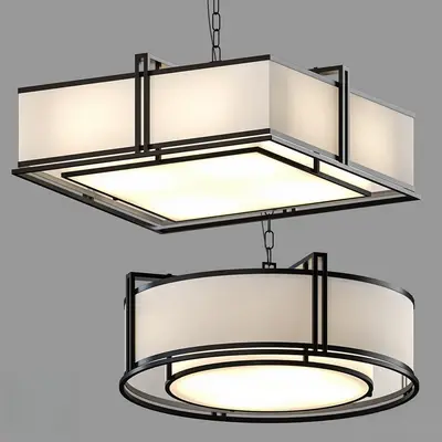 Modern Square And Round Pendant Lights 3d model