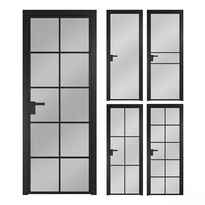Black Frame Frosted Glass Panel Door 3d model