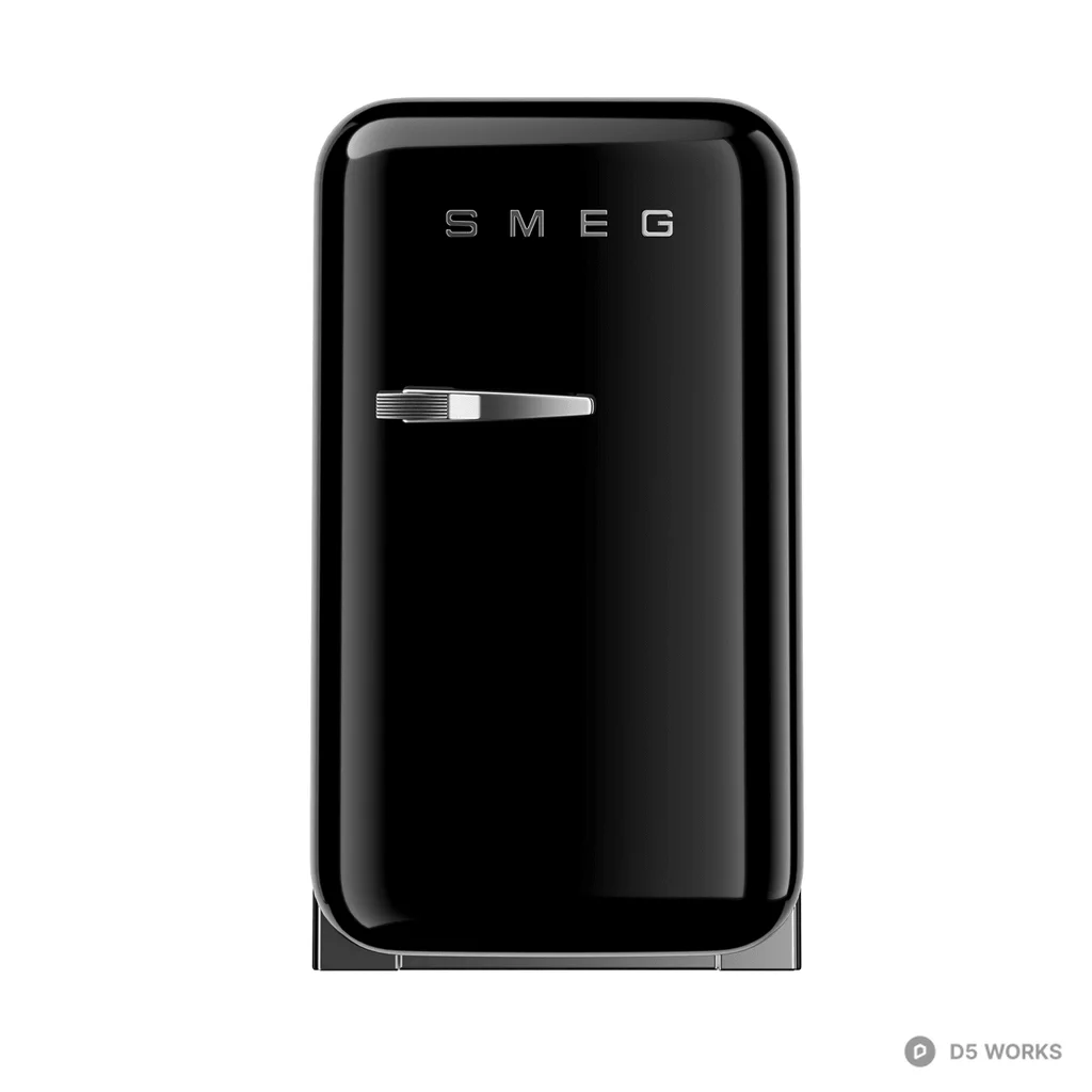 SMEG Retro Black Refrigerator 3d model - Image 1