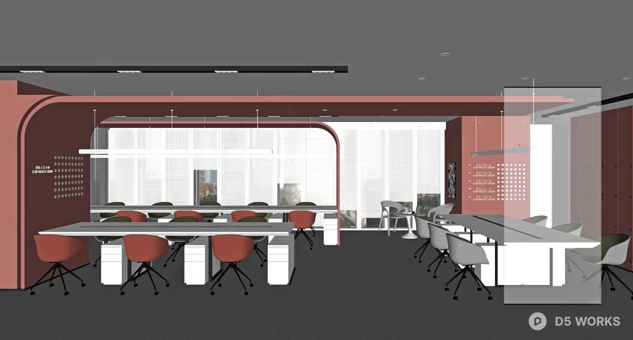 Modern Office Space With Orange Accents 3d model thumbnail 2