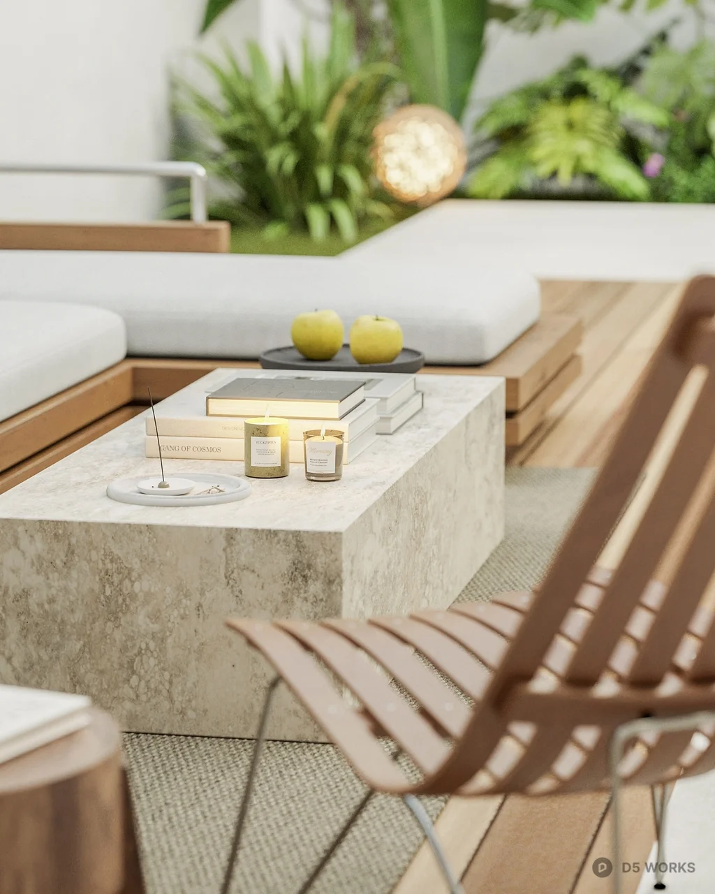 Modern Villa Balcony with Pool and Greenery 3d model thumbnail 3
