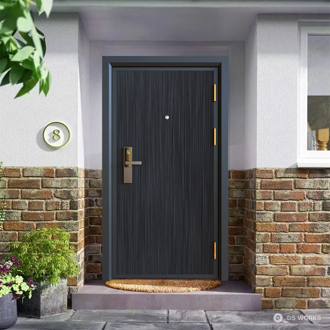 Modern Wood Grain Single Door 3d model thumbnail 2