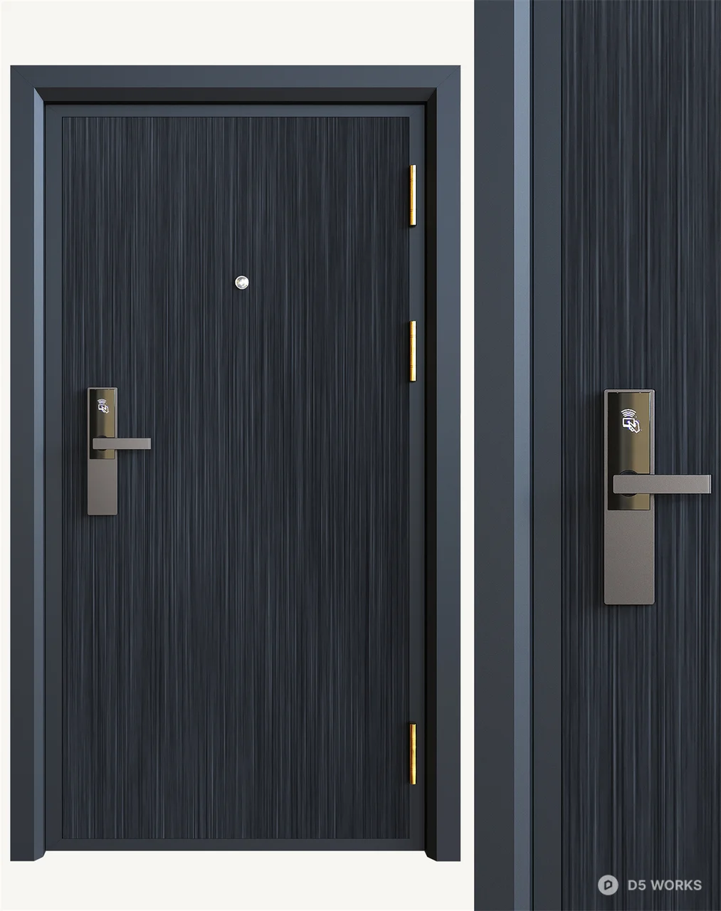 Modern Wood Grain Single Door 3d model - Image 1