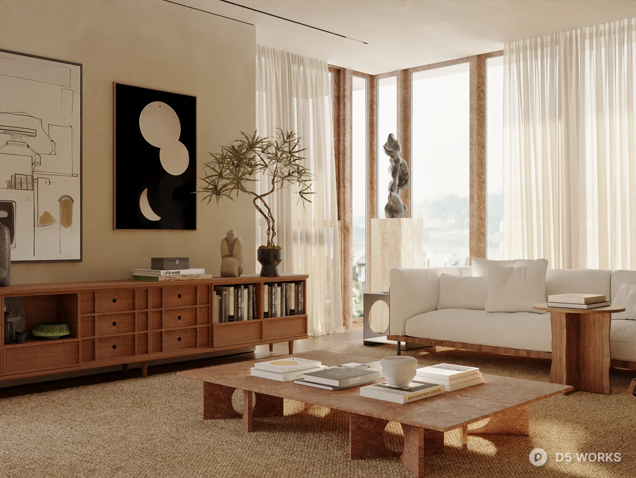 Minimalist Living Room with Natural Light 3d model thumbnail 2